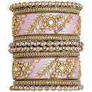 Etnico Gold Plated Traditional Silk Thread Elegant Bangles Chuda Bangle Set for Bridal/Women