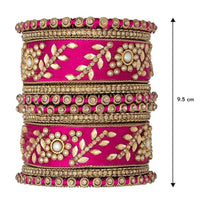 Etnico Gold Plated Traditional Silk Thread Elegant Bangles Chuda Bangle Set for Bridal/Women
