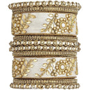 Etnico Gold Plated Traditional Silk Thread Elegant Bangles Chuda Bangle Set for Bridal/Women