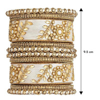 Etnico Gold Plated Traditional Silk Thread Elegant Bangles Chuda Bangle Set for Bridal/Women