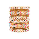 Etnico Gold Plated Traditional Royal Emerald Velvet Chuda Bangle Set Kada for Bridal/Women (Green, )