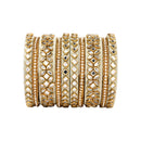 Etnico Gold Plated Traditional Silk Thread Embellishments Bangles Chuda Bangle Set for Bridal/Women