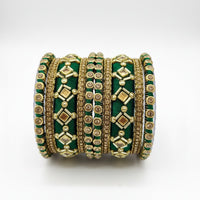 Etnico Gold Plated Traditional Silk Thread Embellishments Bangles Chuda Bangle Set for Bridal/Women ADB558G