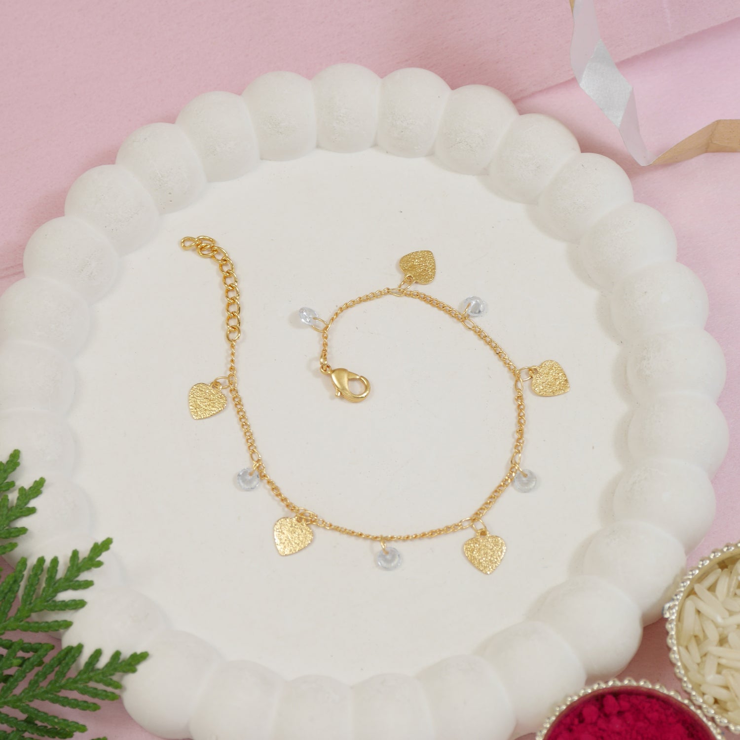 Etnico Gold Plated Design Bracelet with Pearls for Women (Traditional 2)