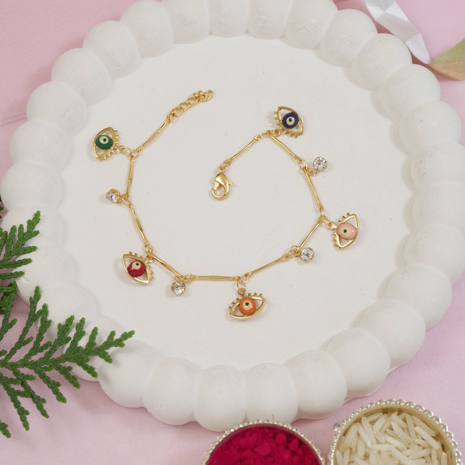 Etnico Gold Plated Design Bracelet with Pearls for Women (Traditional 3)