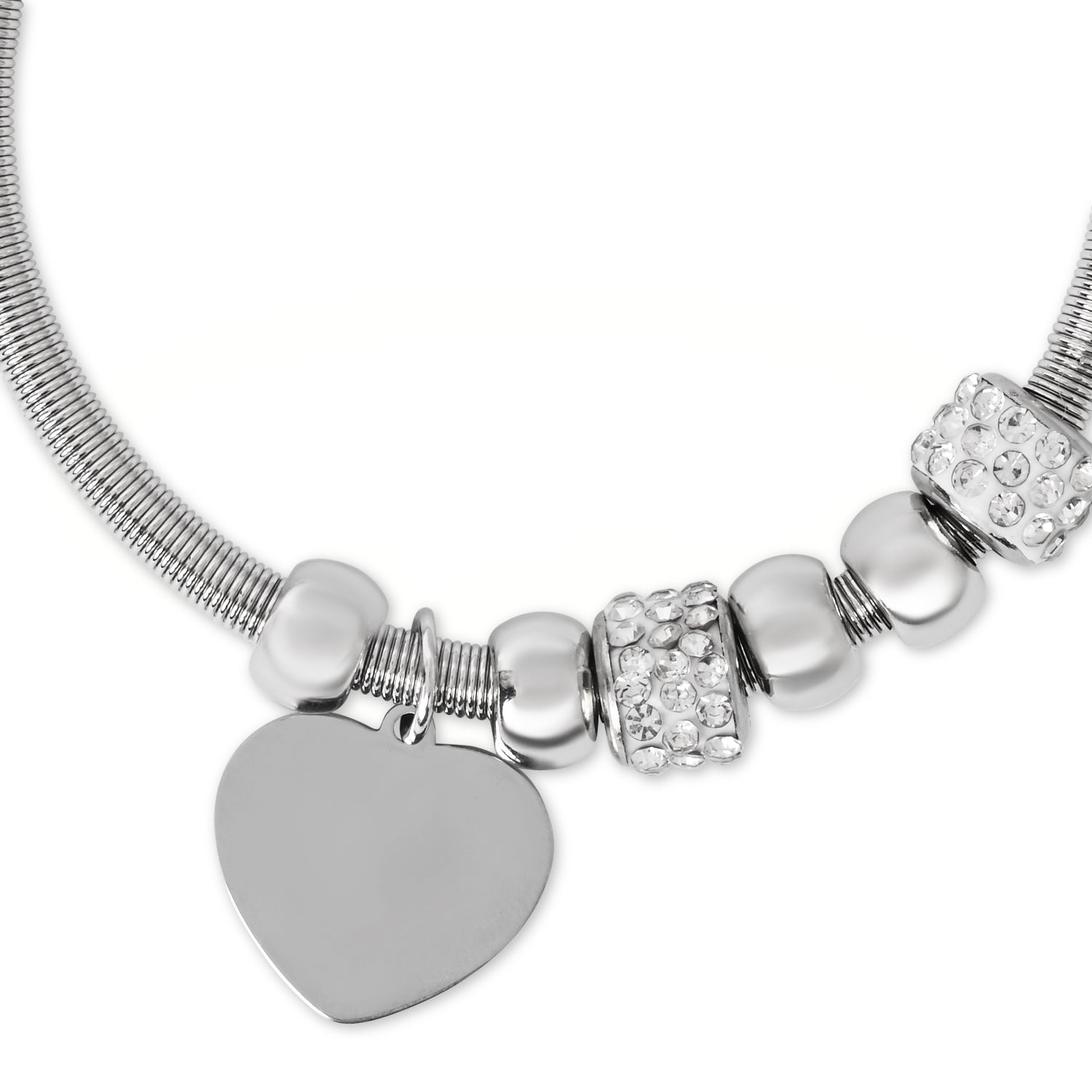 Etnico Silver Plated Charm Design Bracelet with Crystals for Women