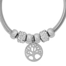 Etnico Fashion Lastest Stylish Silver Plated Adjustable Tree of Life Charm Bracelet with Stone Beads for Women