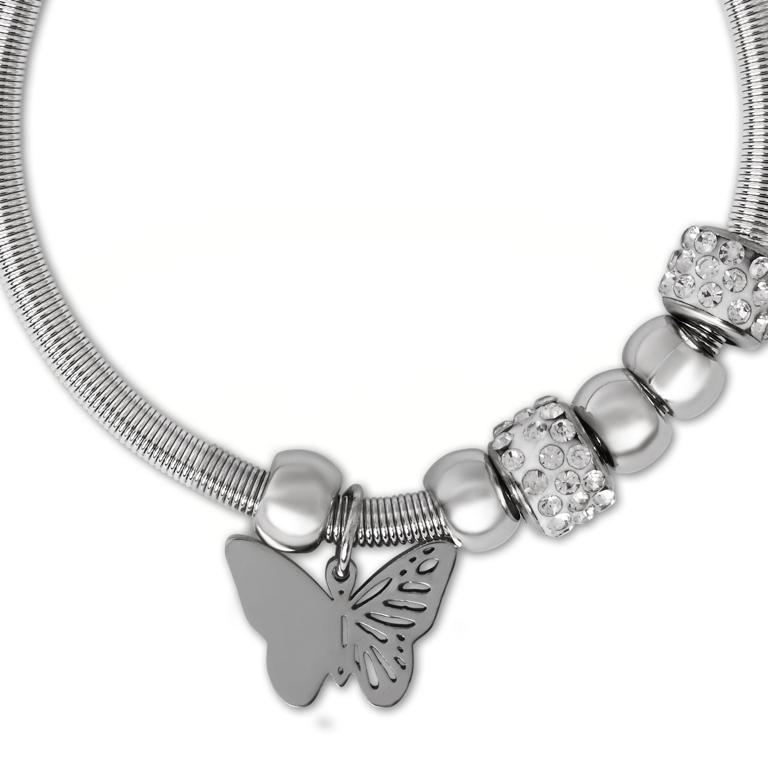 Etnico Fashion Latest Stylish Silver Plated Adjustable Charm Bracelet with Stone Beads for Women