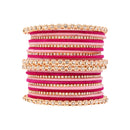 Etnico Gold Plated Traditional Handcrafted Velvet & Stone Studded Bridal Chuda Bangle Set for Women (ADB570PiQ)