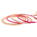 Etnico Gold Plated Traditional Handcrafted Velvet & Stone Studded Bridal Chuda Bangle Set for Women (ADB570PiQ)