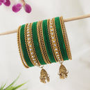 Etnico Gold Plated Traditional Handcrafted Latkan Detailing Velvet Chuda Bangle Set for Bridal/Women