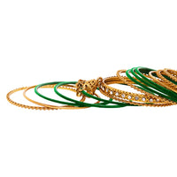 Etnico Gold Plated Traditional Handcrafted Latkan Detailing Velvet Chuda Bangle Set for Bridal/Women