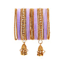 Etnico Traditional Velvet Handcrafted Jhumka Detailing Bridal Bangle Set for Women