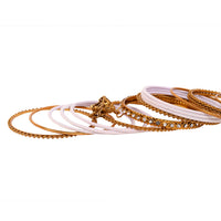 Etnico Gold Plated Traditional Handcrafted Latkan Detailing Bridal Bangle Chuda Set for Women