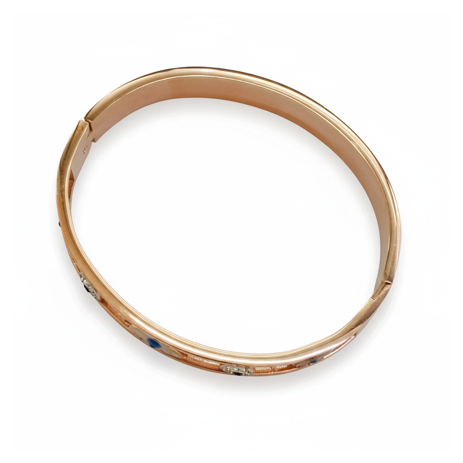 Etnico Rose Gold Plated Fashion Stylish Evil Eye Kada Bracelet for Women