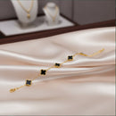 Etnico Anti Tarnish Clover Charm Bracelet for Women | Fancy Bracelet | Jewellery Gifts | Hand Band | Latest Fashion Accessories for Girls | Minimal Jewelry Design | Ideal for Gifting | Gift for Diwali, Christmas, Marriage, Birthday (Black)