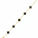 Etnico Anti Tarnish Clover Charm Bracelet for Women | Fancy Bracelet | Jewellery Gifts | Hand Band | Latest Fashion Accessories for Girls | Minimal Jewelry Design | Ideal for Gifting | Gift for Diwali, Christmas, Marriage, Birthday (Black)