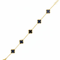 Etnico Anti Tarnish Clover Charm Bracelet for Women | Fancy Bracelet | Jewellery Gifts | Hand Band | Latest Fashion Accessories for Girls | Minimal Jewelry Design | Ideal for Gifting | Gift for Diwali, Christmas, Marriage, Birthday (Black)