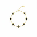 Etnico Anti Tarnish Clover Charm Bracelet for Women | Fancy Bracelet | Jewellery Gifts | Hand Band | Latest Fashion Accessories for Girls | Minimal Jewelry Design | Ideal for Gifting | Gift for Diwali, Christmas, Marriage, Birthday (Black)