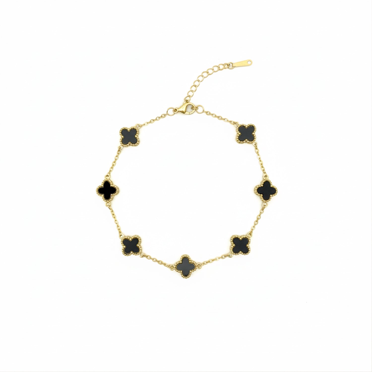 Etnico Anti Tarnish Clover Charm Bracelet for Women | Fancy Bracelet | Jewellery Gifts | Hand Band | Latest Fashion Accessories for Girls | Minimal Jewelry Design | Ideal for Gifting | Gift for Diwali, Christmas, Marriage, Birthday (Black)