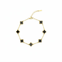 Etnico Anti Tarnish Clover Charm Bracelet for Women | Fancy Bracelet | Jewellery Gifts | Hand Band | Latest Fashion Accessories for Girls | Minimal Jewelry Design | Ideal for Gifting | Gift for Diwali, Christmas, Marriage, Birthday (Black)