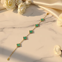 Etnico Anti Tarnish Clover Charm Bracelet for Women | Fancy Bracelet | Jewellery Gifts | Hand Band | Latest Fashion Accessories for Girls | Minimal Jewelry Design | Ideal for Gifting | Gift for Diwali, Christmas, Marriage, Birthday