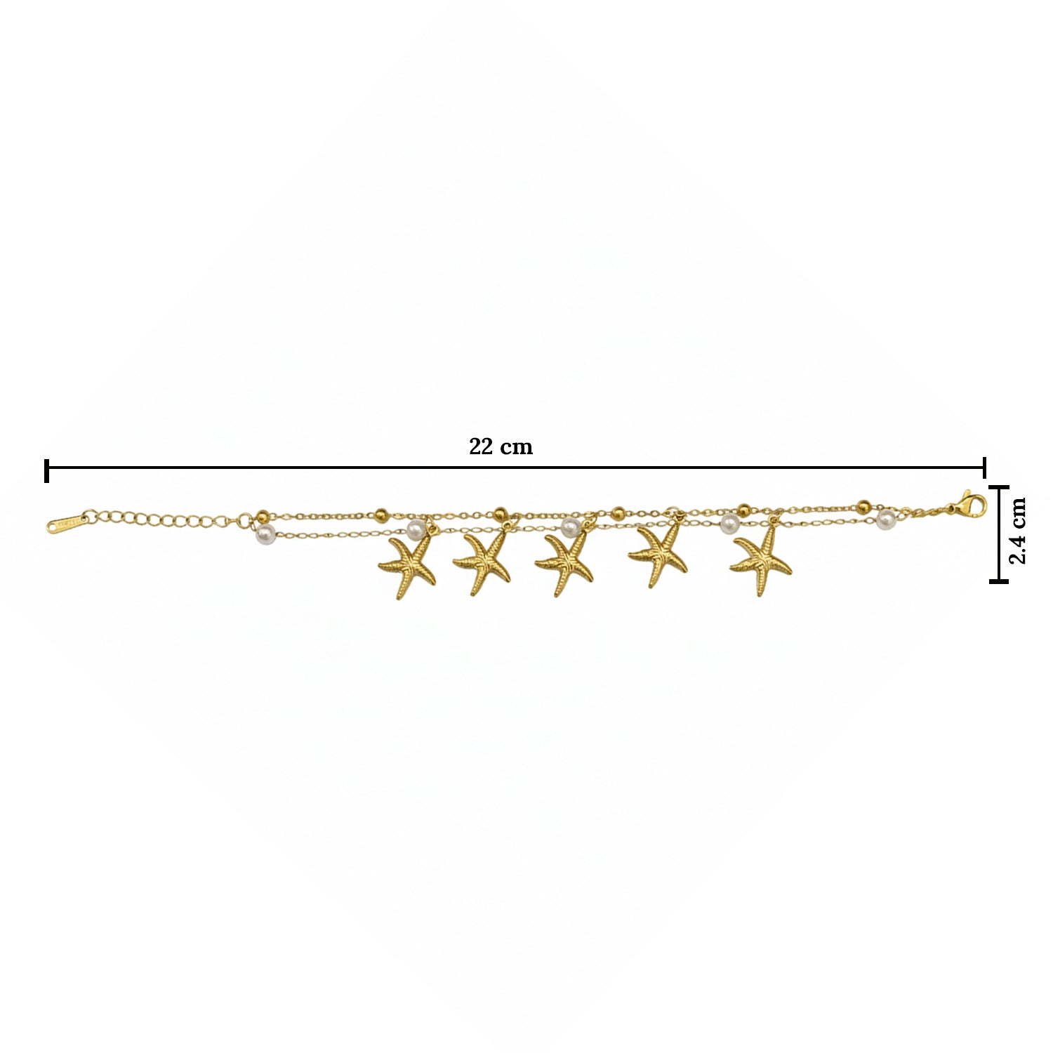 Etnico Gold Plated Fashion Stylish Starfish Charm Bracelet for Women