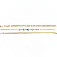 Etnico Gold Plated Fashion Stylish Layered Floral Charm Set of 3 Bracelets for Women