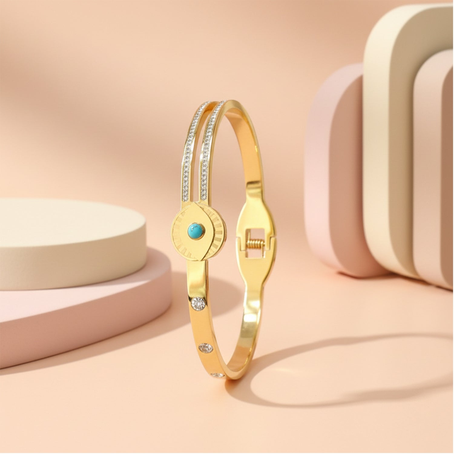 Etnico Gold Plated Fashion Stylish Evil Eye Bracelet for Women