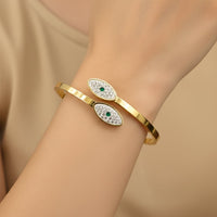 Etnico Gold Plated Fashion Stylish Twin Evil Eye Bracelet for Women
