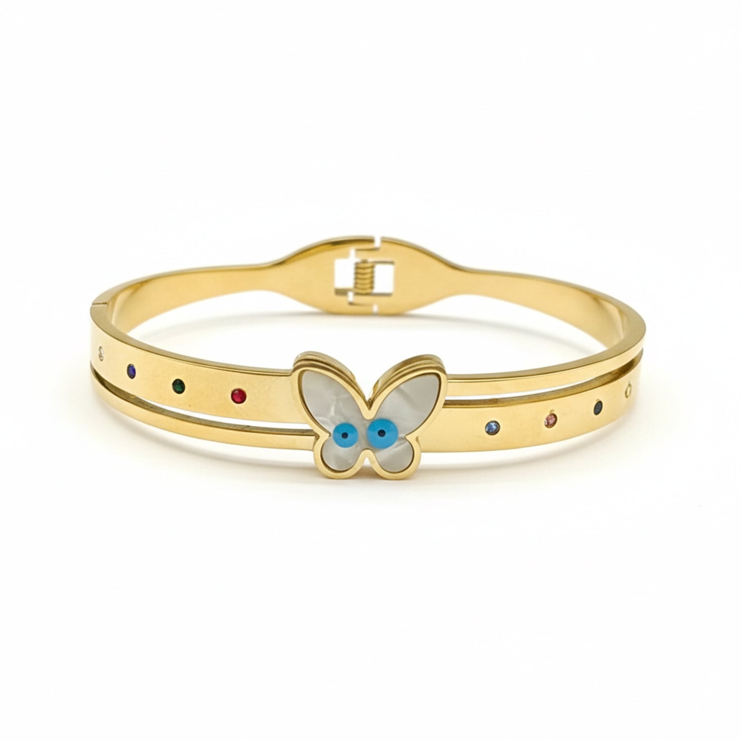 Etnico Gold Plated Fashion Stylish Butterfly Evil Eye Bracelet for Women