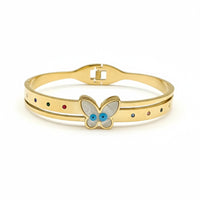 Etnico Gold Plated Fashion Stylish Butterfly Evil Eye Bracelet for Women