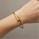 Etnico Gold Plated Fashion Stylish Nail Design Bracelet for Women