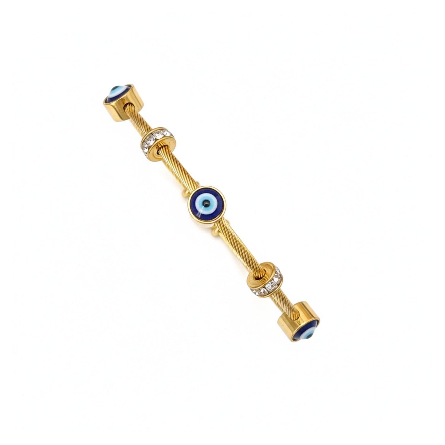 Etnico Rose Gold Plated Fashion Stylish Evil Eye Cable Bracelet with Magnetic Lock for Women