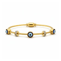 Etnico Rose Gold Plated Fashion Stylish Evil Eye Cable Bracelet with Magnetic Lock for Women