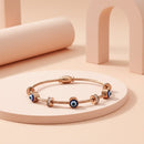 Etnico Rose Gold Plated Fashion Stylish Evil Eye Cable Bracelet with Magnetic Lock for Women