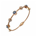 Etnico Rose Gold Plated Fashion Stylish Evil Eye Cable Bracelet with Magnetic Lock for Women