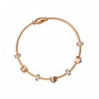 Etnico Rose Gold Plated Fashion Stylish Evil Eye Cable Bracelet with Magnetic Lock for Women