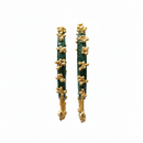 Etnico Traditional Green Bangles with Brass Stud Detailing and Hanging Ghungroo Charms for Women (ADB595G)