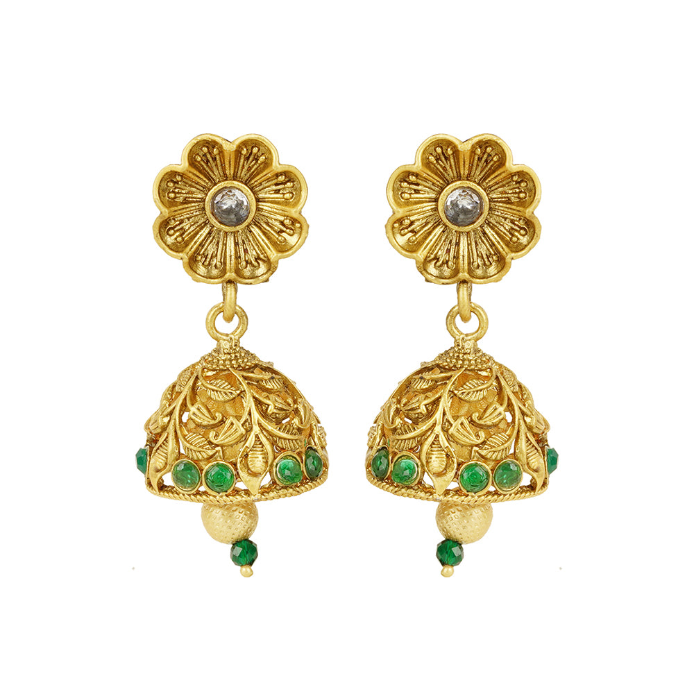 Exotica Collection Antique Long Necklace With Jhumki Earrings