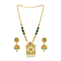 Exotica Collection Antique Long Necklace With Jhumki Earrings