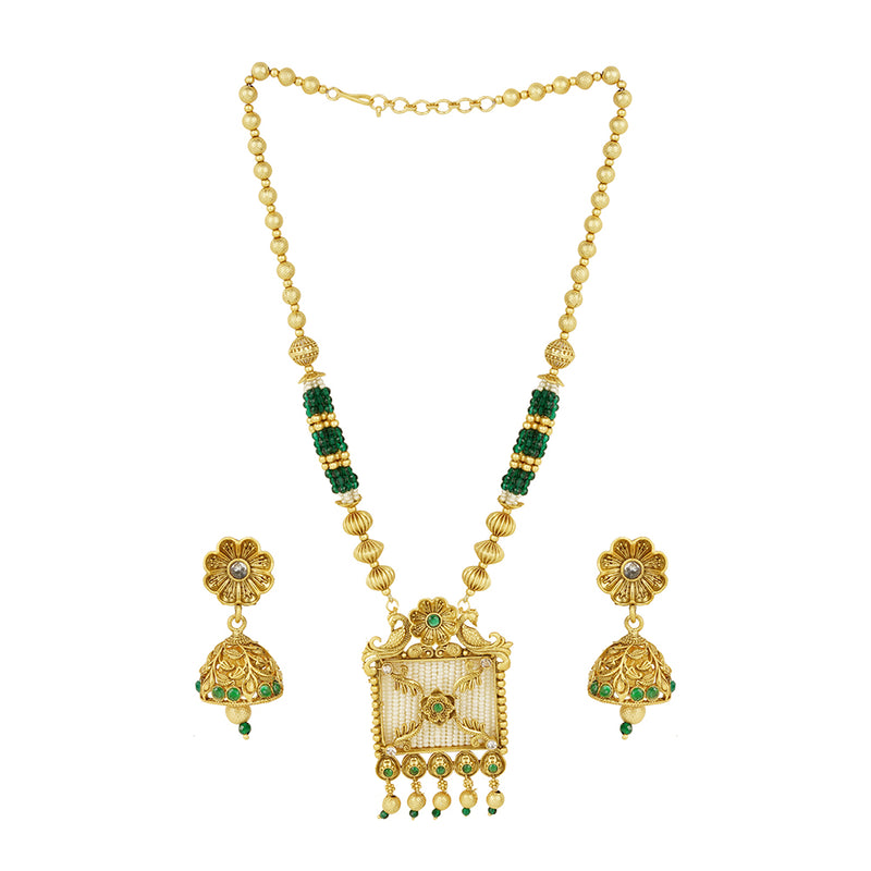 Exotica Collection Antique Long Necklace With Jhumki Earrings