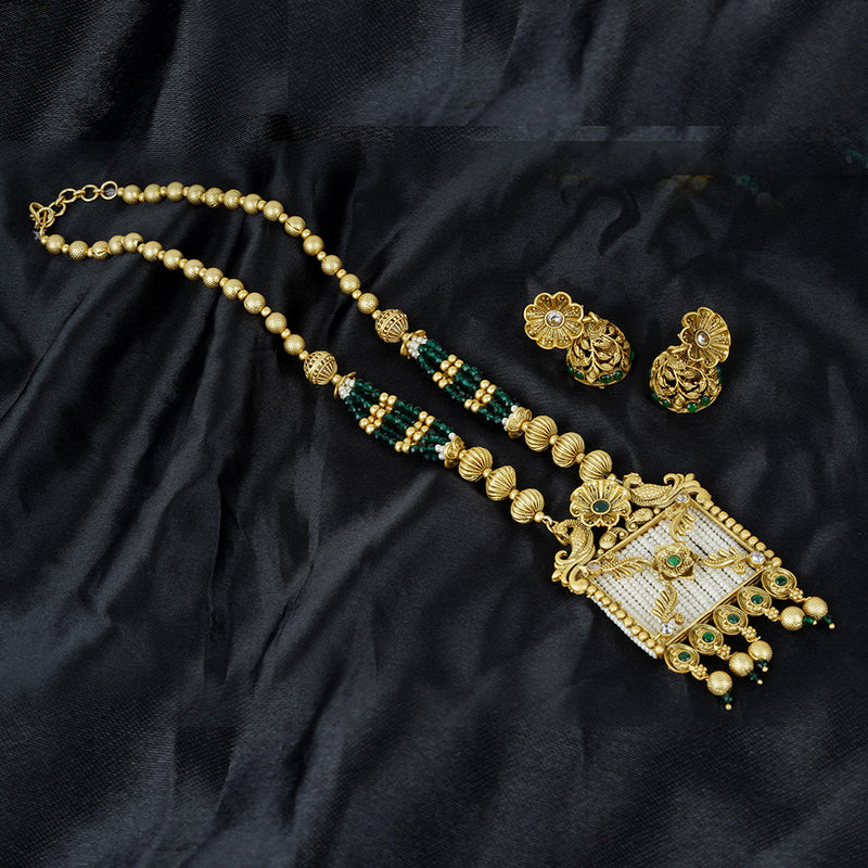 Exotica Collection Antique Long Necklace With Jhumki Earrings