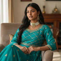 Gehana Mahal Royal Crystal Stone Pearl And Beads Choker Necklace Set