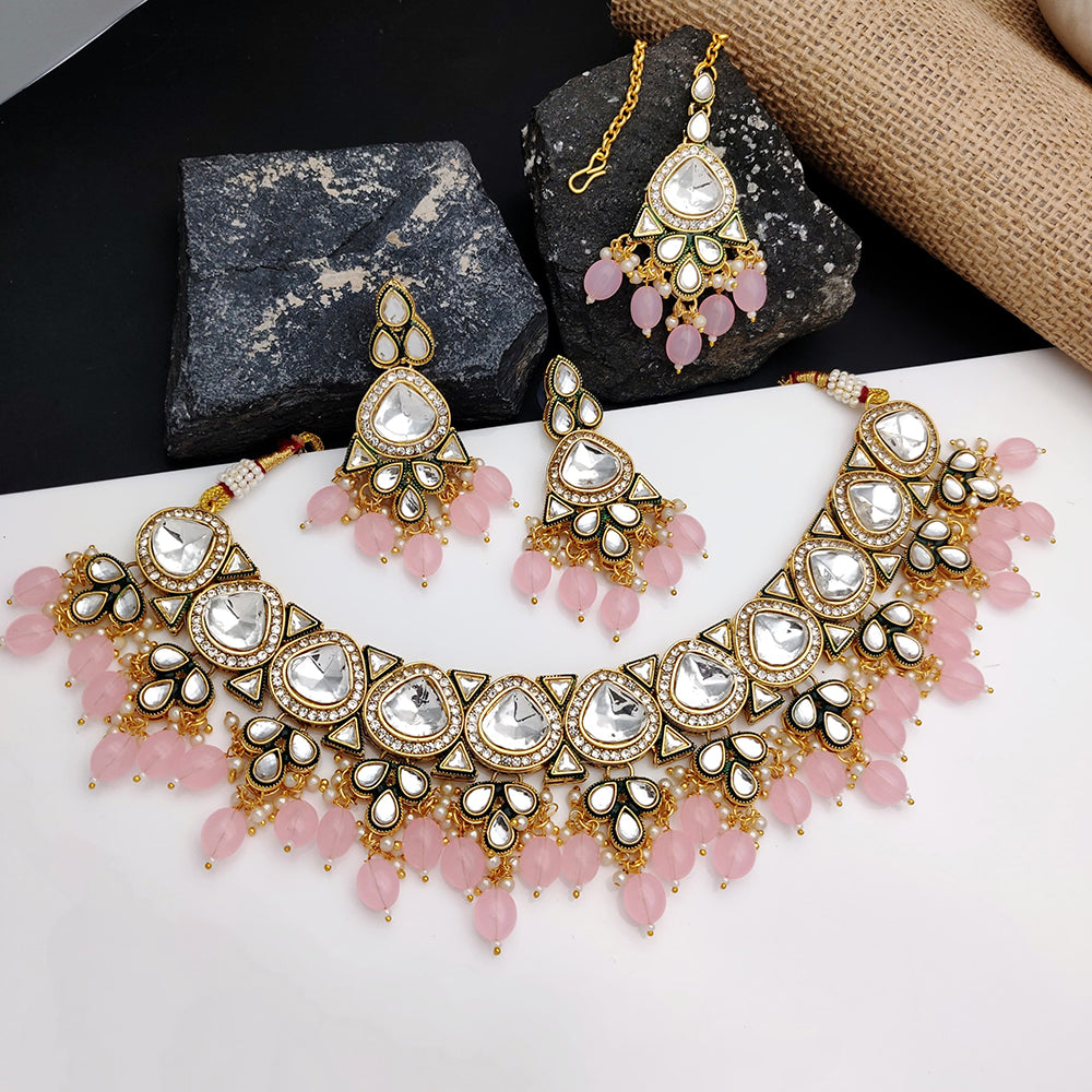 Gehana Mahal Heritage Kundan Stone Pearl And Beads Designer Necklace Set