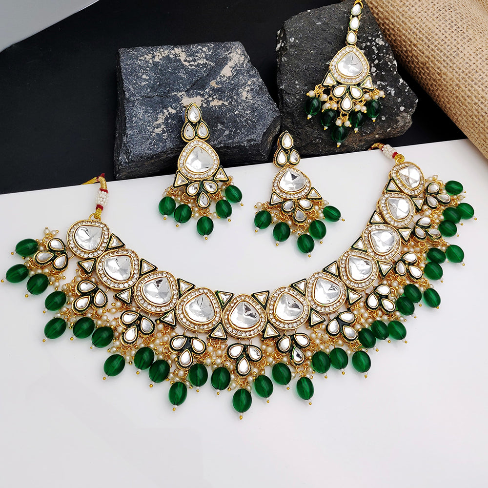 Gehana Mahal Heritage Kundan Stone Pearl And Beads Designer Necklace Set