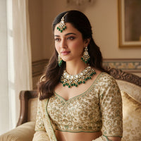 Gehana Mahal Heritage Kundan Stone Pearl And Beads Designer Necklace Set