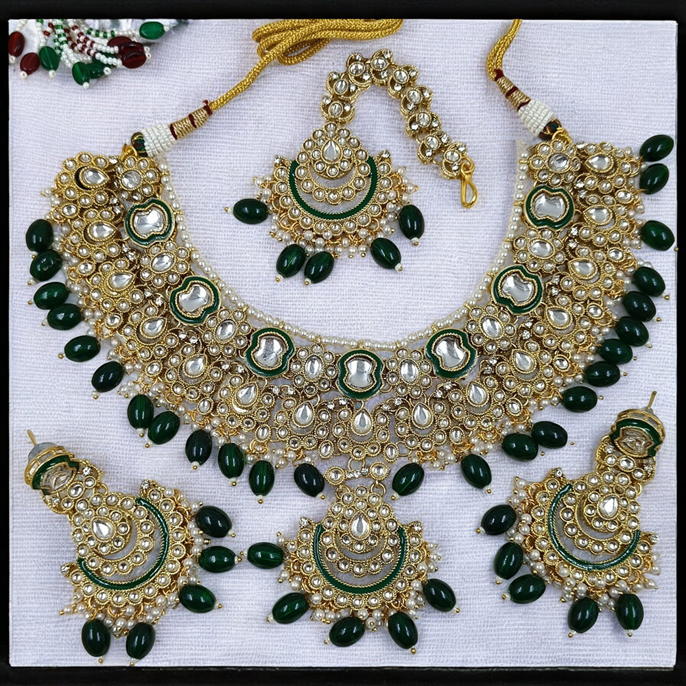 Gehana Mahal Heritage Kundan Stone Pearl And Beads Designer Necklace Set