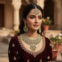 Gehana Mahal Heritage Kundan Stone Pearl And Beads Designer Necklace Set