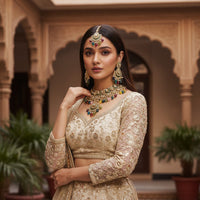 Gehana Mahal Heritage Kundan Stone Pearl And Beads Designer Necklace Set